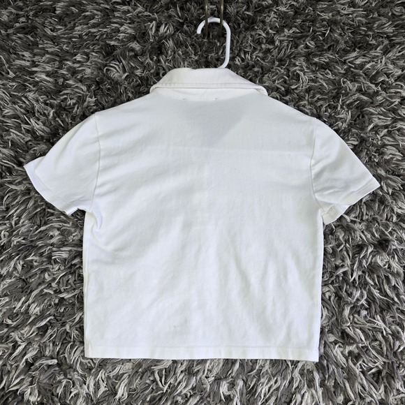 Forever 21 Womens White Short Sleeve Cropped Polo Shirt Size Medium Cotton Blend - Picture 6 of 6